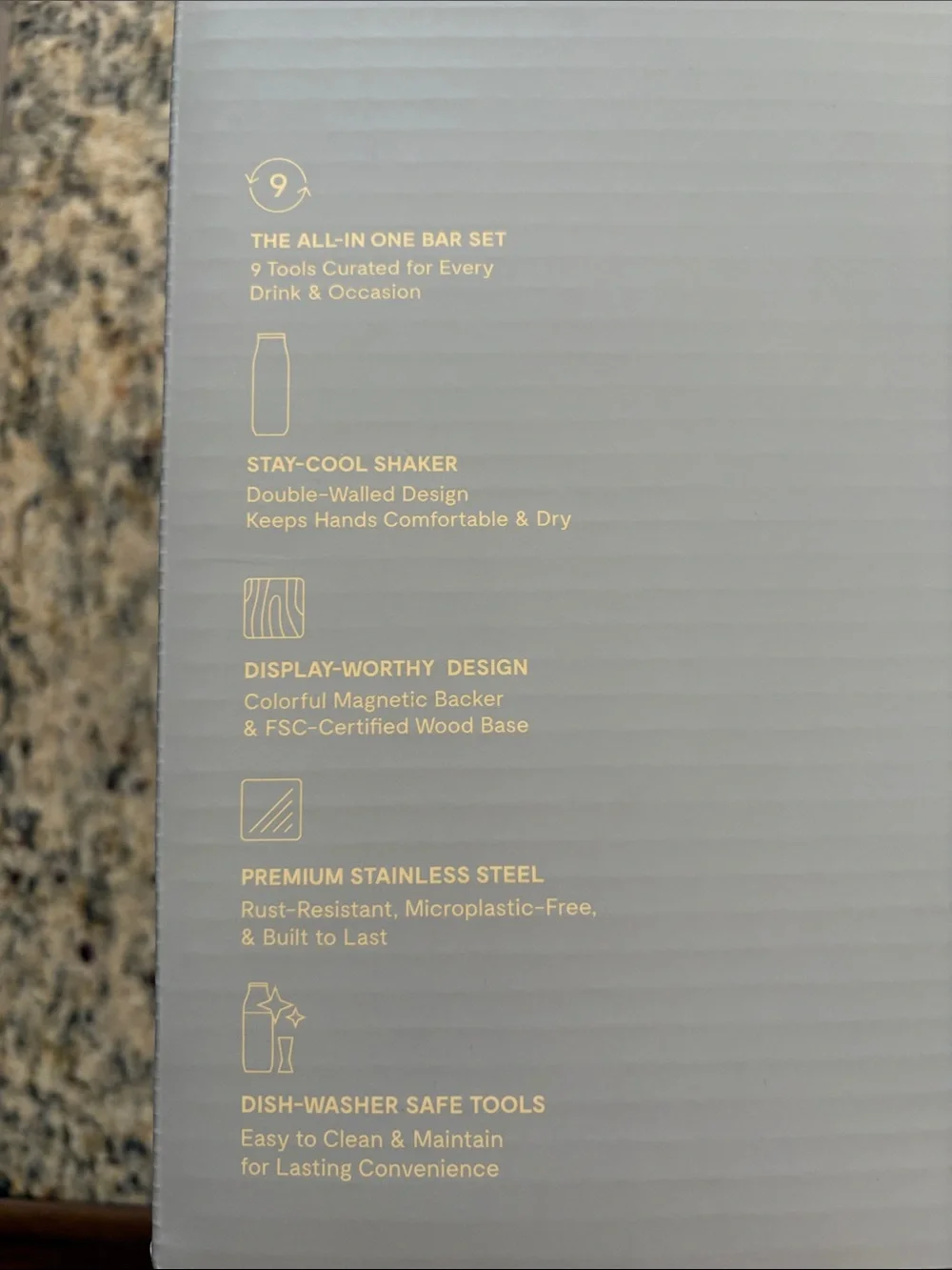 Caraway Complete Bar Set Gray NIB Cocktail Shaker Bar Tools New Gift